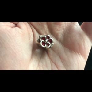 Discontinued Red poppy flower Pandora Charm
